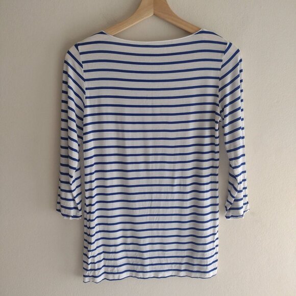 Majestic Filatures Striped Tee Sz 2/S Soft Touch Blue White Deluxe Tshirt - Picture 6 of 8